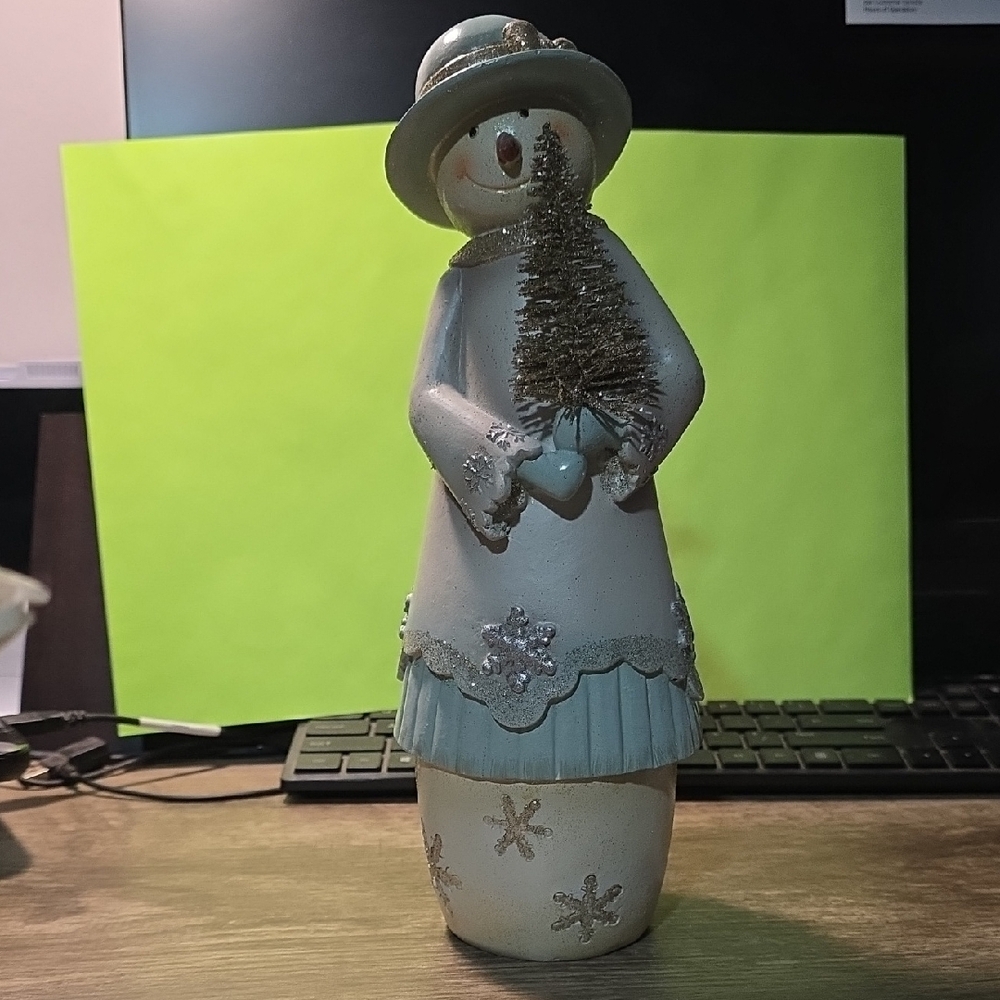 Snowman Figurine with Tree